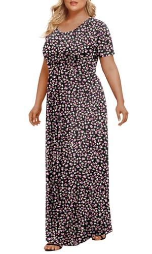 Image of LONGYUAN Women's Plus Size Maxi Dresses Summer Short Sleeve Casual Long Dress 2026 XL-6XL