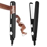 LOPHE Mini Ceramic Plate Hair Straightener, 10s Fast Heating Flat Irons Curling Iron Hair Portable Travel Curling Wand Upgraded Dual-use Hair Curler for Short and All-Hair Types (Black)