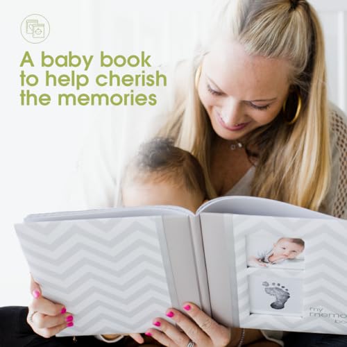 Image of Pearhead First 5 Years Chevron Baby Memory Book and Ink Pad, Gray