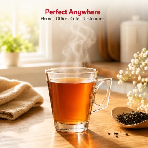 Image of QNQ Transparent Tea and Coffee Cup, Glass Cups, Clear Tea Cups Glass, (130ml, Set of 6)