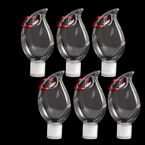 6 Pcs Travel Size Bottles with Keychain, 1.69 oz Portable Empty Plastic Bottles Clear Leakproof Refillable Containers Flip Cap Bottles for Backpack