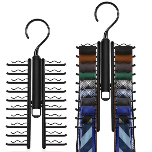 2 Piezas Porta Corbatas para Armario – Percha para hasta 20 Corbatas, Giratoria 360°, Antideslizante y Ahorra Espacio, Organizador para Corbatas, Cinturones y Bufandas