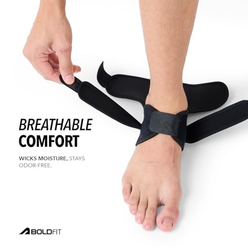 Image of Boldfit Premium Ankle Support Compression Brace for Injuries, Ankle Protection Guard Helpful In Pain Relief and Recovery. Ankle Band For Men & Women (Free Size), Black