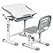 Scrivania Regolabile Per Bambini COSTWAY - Con Sedia Ergonomica, Piano Inclinabile, Grigio - Foto 3