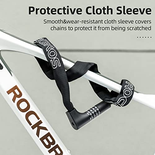 Rockbros Bike Chain Lock Heavy Duty Anti-Theft Bike Locks Chain 3.2Ft Security Bicycle Lock Resettable Combination Bicycle Chain Lock With 2 Keys For Bikes, Motorcycle, Door, Gate, Fence, Grill #TOP4