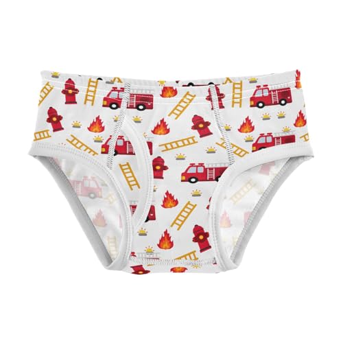 visesunny Boys Cotton Underwear Firefighter Fire Truck Printed Toddler Soft Training Briefs Size 2T-8Y for Kids