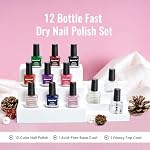 12 PCS Nail Polish Set With 10 Colour Combo, 2 PCS Base And Top Coat,Fast Drying Nail Polish For Home DIY And Beginners. - Image 2