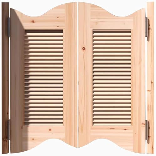 Puerta giratoria de madera maciza con bisagras, partición de entrada de cocina sin pintar para bar y escaleras