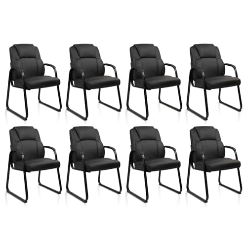 Leather Guest Chair with padded arm rest, black