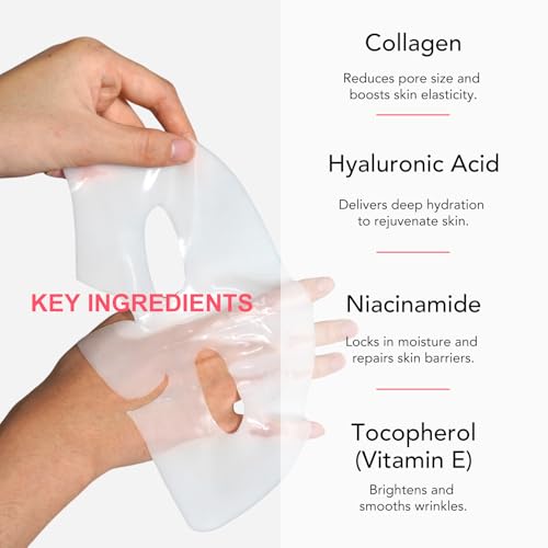 4 Piezas Mascarilla Facial, Bio Collagen Deep Hydration Mask, Reduce Líneas Finas y Arrugas, Minimiza los poros, mejora la elasticidad, Mascarilla de Hidrogel Calmante e Hidratante de Noche - imagen 7
