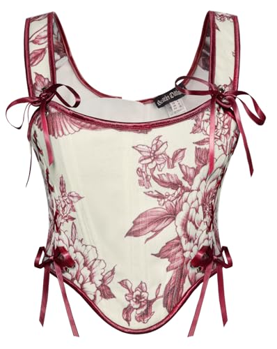 Image of Scarlet Darkness Corset Tops for Women Renaissance Floral Bustier Tops