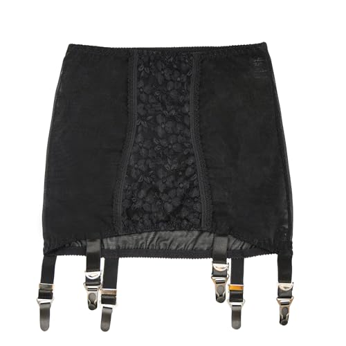 Luxallacki Culotte Gainante en Dentelle Florale Transparente à Fond Ouvert avec Porte-Jarretelles Réglables à 6 Bretelles, Noir , L