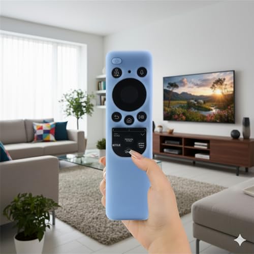 Image of Silicone TV Remote Cover Compatible with Samsung Smart TV Remote 2023 BN59-01432G BN59-01432A (Samsung Smart TV 2023 Model Solar Remote Cover - Style 4, Luminous Blue - Style 4)