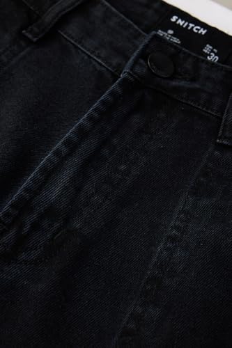 Image of SNITCH Men Cargo Pants Street Wear | Baggy Fit Wide-Leg Solid Design | Durable Cotton Blend with Utility Pockets for Casual Outings & Everyday Styling