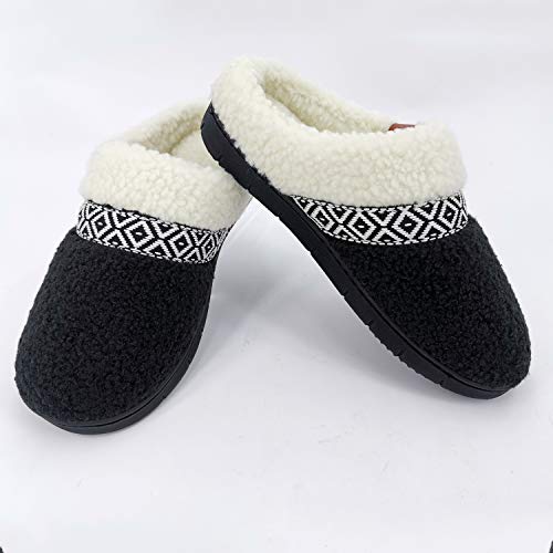 ofoot Womens Winter Warm Cozy House Fur Slippers Slip On Bedroom Shoes Memory Foam Lamb Wool Fleece Lining Indoor Ourdoor Non Skid Rubber Hard Soles2