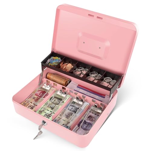 Opiniones y reviews de Caja Metalica para Dinero que puedes comprar esta semana. 42 Caja Registradora, Caja Fuerte Metálica con 2 Llaves y Cerradura, Caja de Dinero con 4 Charolas y 5 Depósitos, Caja de Seguridad para Guardar Joyas, Relojes, Billetes, Monedas...