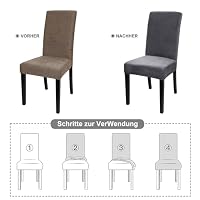 Alishomtll Stretch Samt Stuhlhussen 4er Set Stuhlbezug Schwingstuhl Grau – Ansicht 5