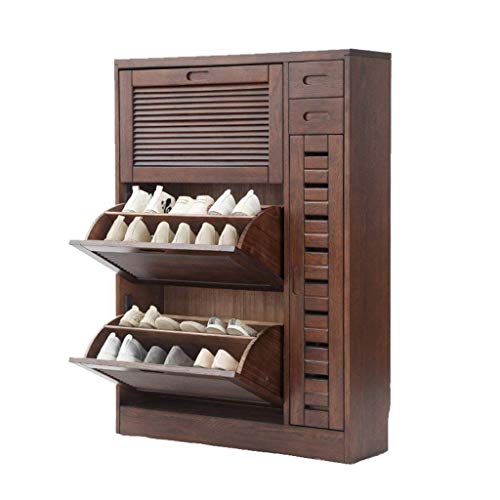 Shoe Racks Solid Wood Storage Shoe Rack Simple Modern Hall Cabinet Entrance Cabinet Shoe Cabinet Breathable Shoebox (Color : Walnut Color Size : 2 Layers) Size:2 Layers Colour:Wood Color