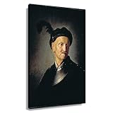 Wall Rembrandt Peinture vintage Homme en armure Impression sur toile HD Décoration de chambre à coucher Toile verticale encadrée 30 x 45 cm