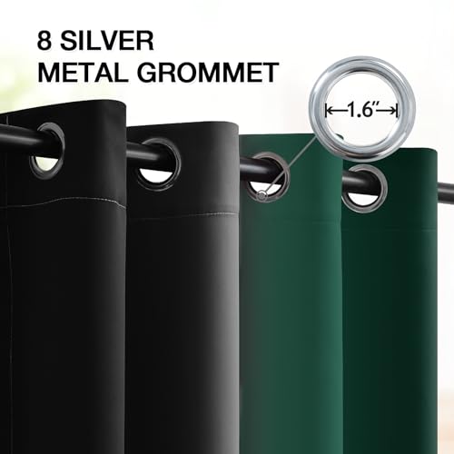 Image of SimpleHome Ombre Green and Black Room Darkening Curtains 84 inches Length | Bedroom Curtains,Grommet Gradient Light Blocking Window Curtains for Living Room,Thermal Insulated Drapes 2 Panels,52wx84L