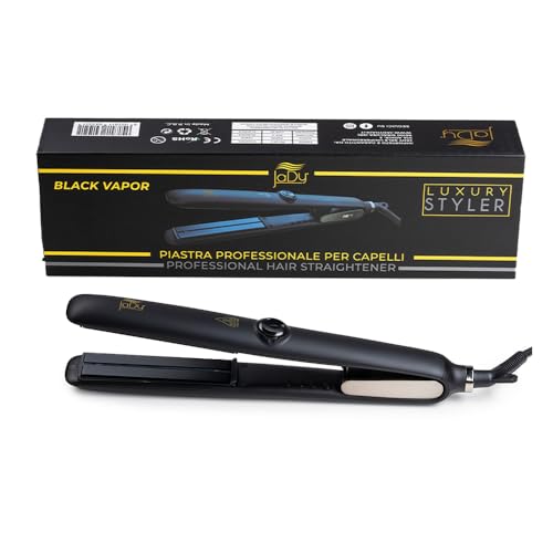 JaDy - Piastra per Capelli Black Vapor | Tecnologia a Vapore Infrarossi | Riscaldamento Rapido 10s | Placche Ceramica Tourmalina | Temperatura Regolabile 120-230°C | Autospegnimento, Nero