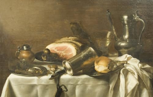 Lienzo de Natura morta con prosciutto de Pieter Claesz: cuadro mural de 60x90cm