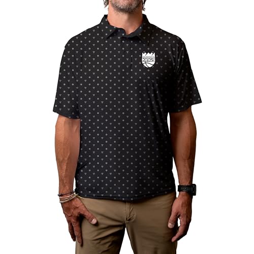 Sacramento Kings NBA Officially Licensed Short Sleeve Performance Polo Strengthened All Over Print, X-Large