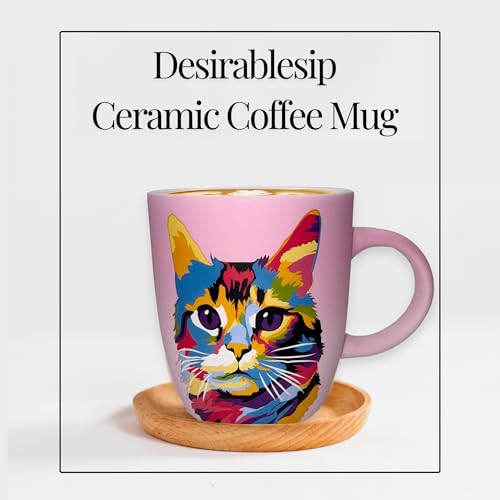 Taza de cerámica rosa para amantes de gatos 18 oz miniatura 5