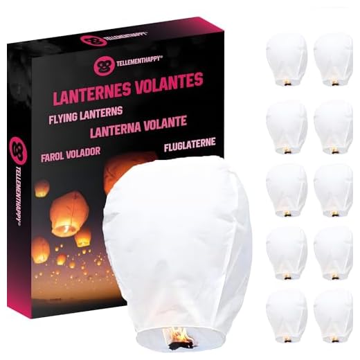TellementHappy™ Lanterne Volanti Lanterna Cinese Volante 100% Biodegradabile Bianca 10 pezzi