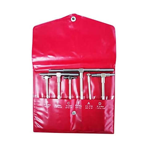 TEXALAN Präzisions-Teleskop-Messgerät-Set, 5/16 Zoll - 15,2 cm, T-Bohrung mit Tasche, 6 Stück Cover