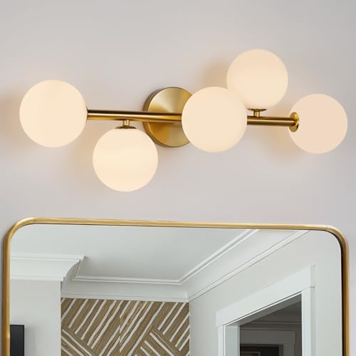 Image of Modern Bathroom Vanity Light Fixtures,LED Brushed Gold Wall Sconce Lighting