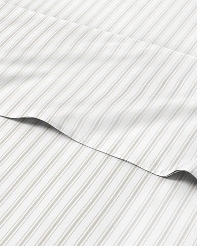 Image of Full 4 Piece Striped Sheet Set - Breathable & Cooling - French Country | 1 Flat, 1 Fitted & 2 Pillowcases w / Deep Pockets, Luxury Striped Bedding, Soft, Breathable & Cooling, Wrinkle & Fade Free