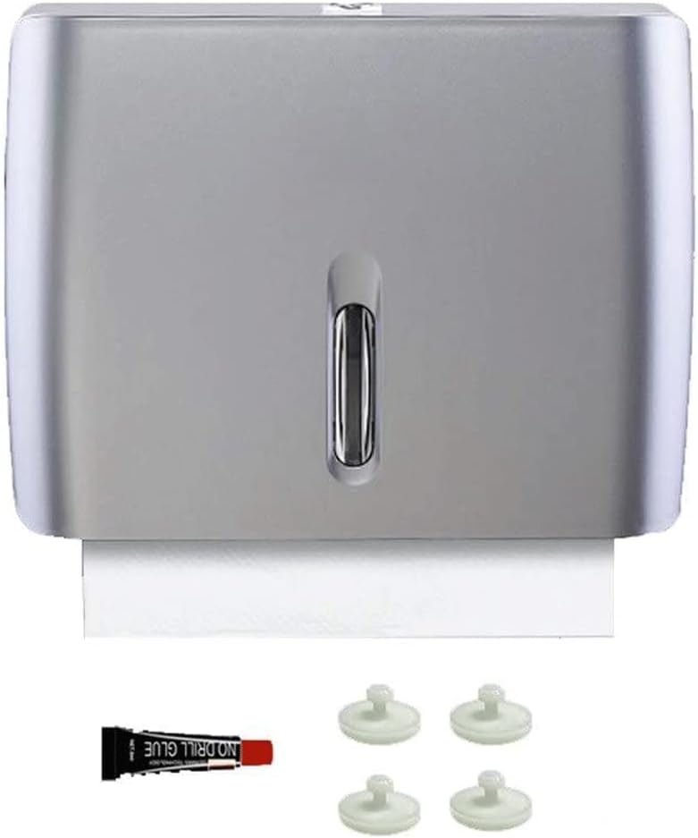 Sturdy Paper Towel Holders Wall Mounted Paper Towel Dispenser Commercial Hand Tissue Holder Toilet Tissue Holder Paper Holder for Bathroom Kitchen High Capacity (Silver)