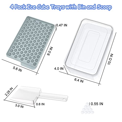 Miaowoof Mini Ice Cube Trays, 0.6In Small Ice Maker For Freezer Easy Release, 104X4 Pcs Ice Ball Mold With Bin & Ice Scoop, Tiny Ice Cube Tray Crushed Ice For Chilling Drinks Coffee Juice Cocktail #TOP4