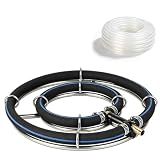 Aérateur de bassin solaire 2 en 1 en acier inoxydable 304   Anneau de ventilation   Diamètre : 25 cm   Avec tuyau de 5 m   Pierre à gazéifier pour un approvisionnement élevé en oxygène dans les