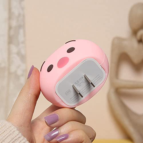 Image of Cartoon 3D Design Protective Case for 18W 20W iPhone 14 13 12 11 Pro Max Fast Charging Cable Adapter Charger, Cute Cartoon Lightning Data Cable Case for iPhone Charger Pijie-Pig