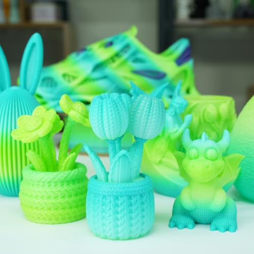 Image of GratKit Gradient PETG Filament, Color Change 3D Printer Filament 1.75mm, 1kg, Multicolor PETG Translucent Gradient Yellow Green