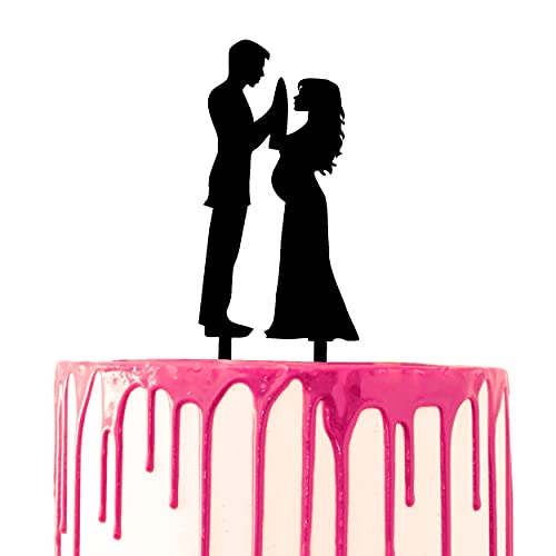 CARISPIBET topper per torta nuziale sposo e sposa che si tengono per mano sposa in attesa sagoma acrilica
