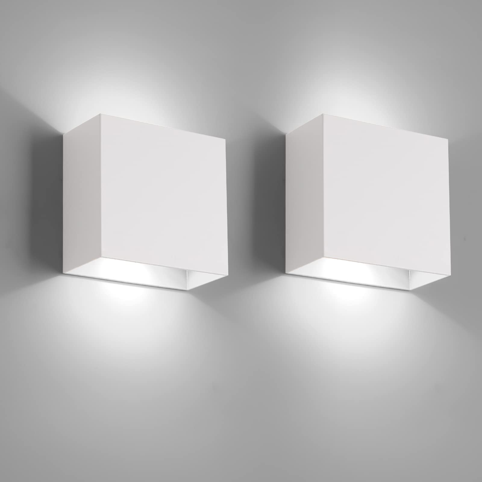 FUPE 2 Pezzi Applique da parete interno,LED Lampada da Parete interno,Moderno Up Down Applique da Parete 12W Luce bianca fredda,Lampada da Parete Interni 1200LM per soggiorno,camera da letto,corridoio
