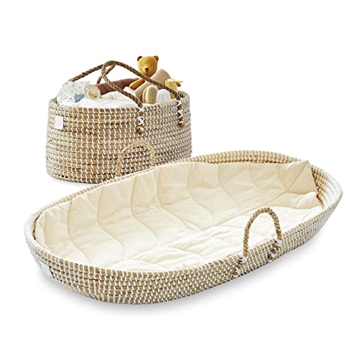 Image of BEBE BASK Premium Nursery Bundle - Matching Baby Changing Basket & Baby Diaper Caddy Organizer - Handmade & Organic