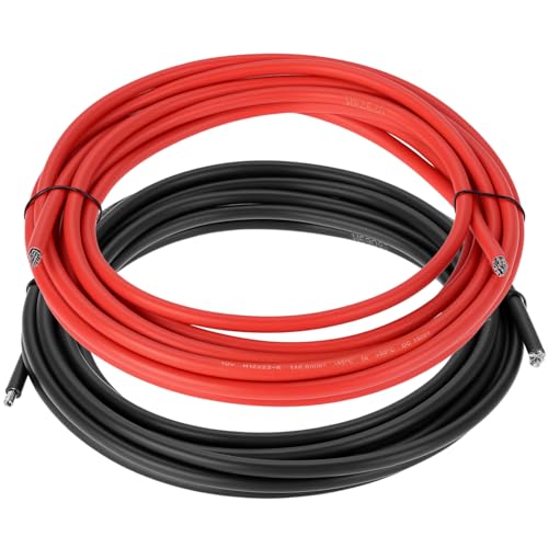 QWORK Fahrzeugleitung 6mm Set 5m Rot & 5m Schwarz KFZ Kabel Silikon KFZ Elektronik Kabel