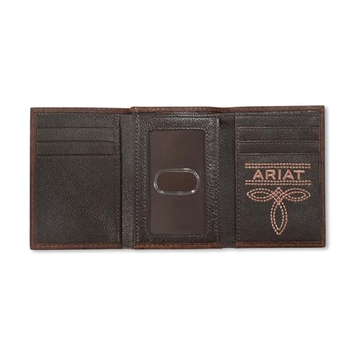 ARIAT Men's Bug Stitch Trifold Wallet with Embossed Patch2