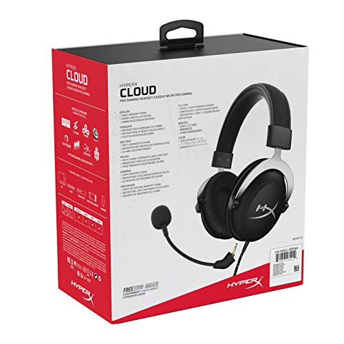 HyperX HX-HSCL-SR/NA Cloud Silver - Fone de Ouvido, compatível com PS4, Xbox One e PC, Preto (Black/