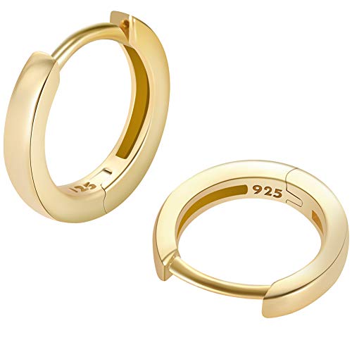 925 Sterling Silver Small Gold Hoop Earrings for Women Girls 14K Gold Huggie Earrings Tiny Hypoallergenic Cartilage Earrings Hoops