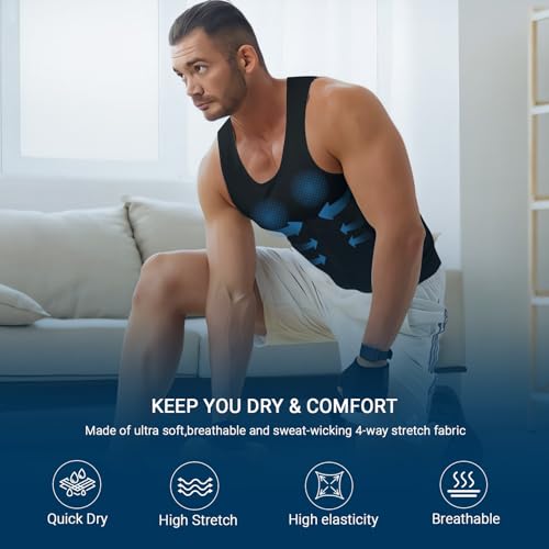 Image of MEETYOO Mens Compression Shirt Slimming Undershirt for Men Shapewear Gynecomastia Compression Shirt Men Body Shaper