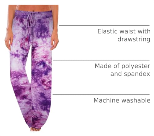 Image of NEWCOSPLAY Women's Comfy Pajama Pants Casual Drawstring Palazzo Lounge Wide Leg Pants