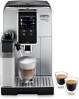 De'Longhi Dinamica Plus Perfetto ECAM370.85.SB, Coffee Bean Machine, Espresso Coffee Maker with LatteCrema System for Automatic Cappuccino, Dedicated App, Touch Display, Silver/Black