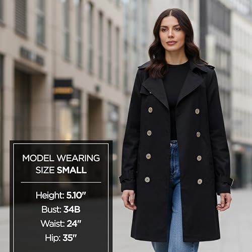 Michael Kors Women's Double Button Trench Coat with Belt and Detachable Hood, Black, Large by Michael Kors - Image 3
