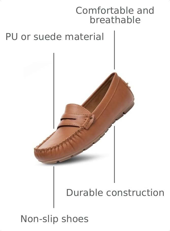 Image of Bernal Women's Non-Slip Penny Loafers - All-Day Comfort Flat Driving Shoes for Work Office & Casual Walking