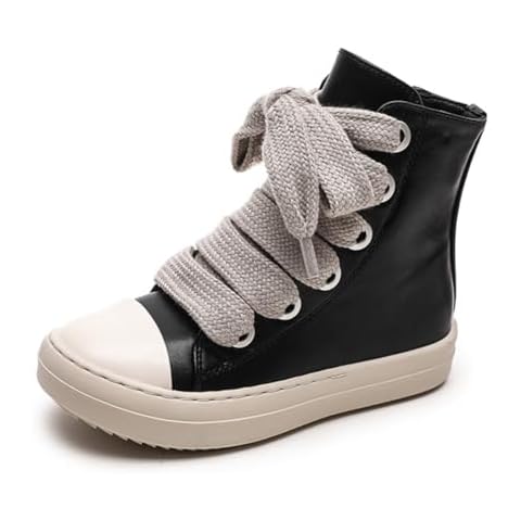 XinYiQu Boys Girls High Top Sneakers PU Leather Lace Up Platform Walking Shoes with Zipper 1 Little Kid,Black Cover